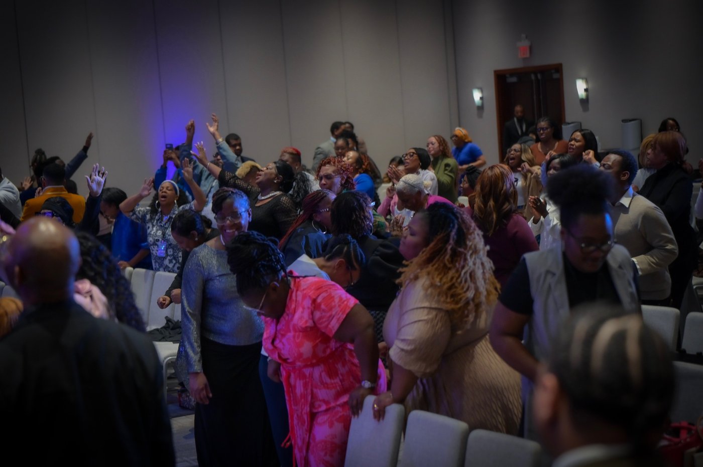 Power Surge community moment: congregation united in worship and prayer
